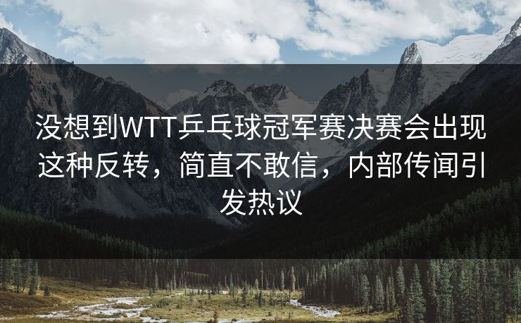 没想到WTT乒乓球冠军赛决赛会出现这种反转，简直不敢信，内部传闻引发热议