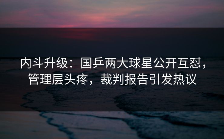 内斗升级：国乒两大球星公开互怼，管理层头疼，裁判报告引发热议